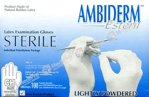 [001001] GUANTE P/EXPLORACION ESTERIL LÁTEX CH C/100 AMBIDER