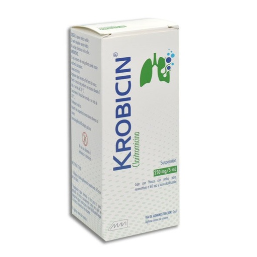 KROBICIN (CLARITROMICINA) SOL. 60ML. 250MG/5ML MAVI