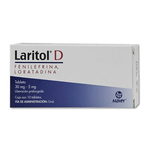 LARITOL D 10 TABLETAS 30 MG/5MG (LORATADINA / FENILEFRINA TABS)