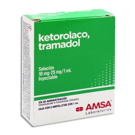 KETOROLACO / TRAMADOL SOL INY. C/ 3 AMP. 10-25MG/1ML  AMSA