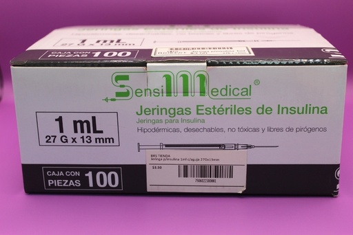[001014] JERINGA 1 ML 27X13 MM P/INSULINA SENSIMEDICAL