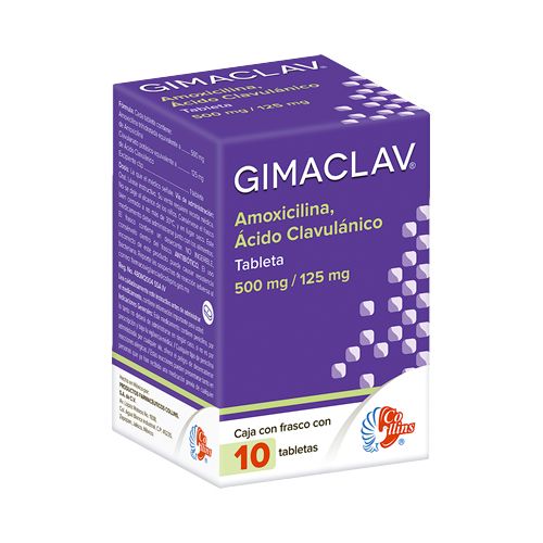 GIMACLAV (AMOXICILINA/AC. CLAVULANICO) TAB 500/125 MG C/10 COLLINS
