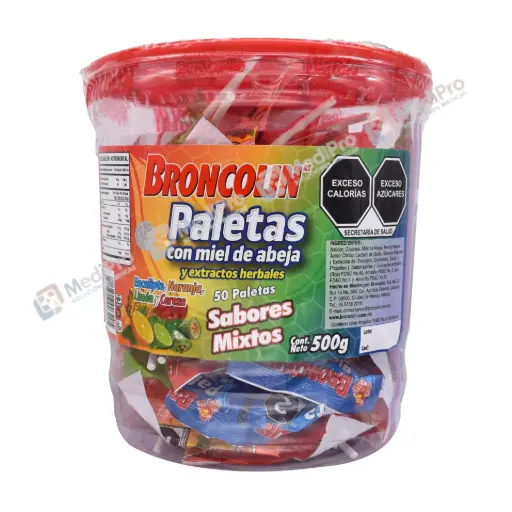 PALETA BRONCOLIN 30G C/U BOTE CON 50 PALETAS SABORES MIXTOS