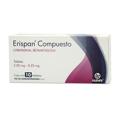 ERISPAN COMP (LORATADINA/BETAMETASONA) TAB 5.00MG/0.25 C/10 MAVER