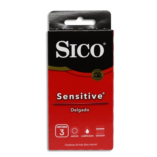 [P00100] PRESERVATIVO SICO ROJO SENSITIVE LATEX CARTERITA C/3
