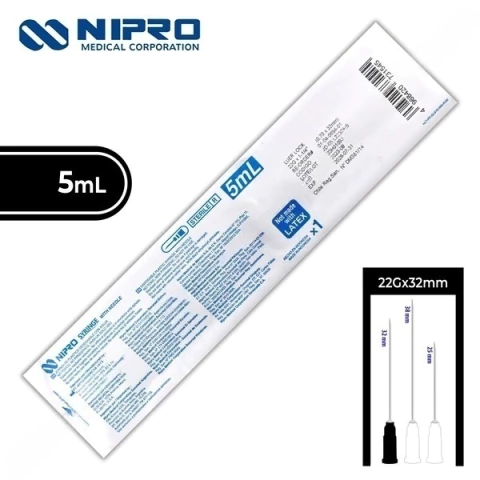 [001027] JERINGA 5 ML 22 X 32 NEGRA NIPRO C/1PZA.