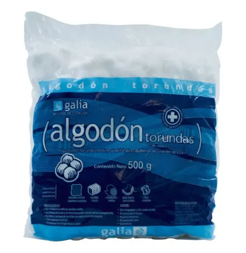 [001088] TORUNDAS de ALGODON ABSORBENTE GALIA BOLSA C/1000 BOLITAS c/500 G.