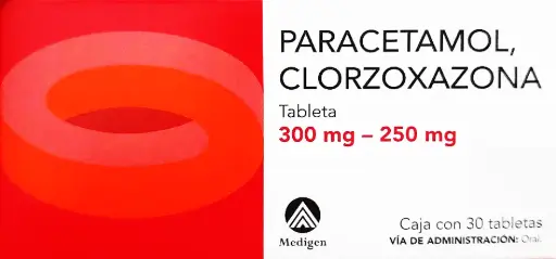 PARACETAMOL CLORZOXAZONA [MEDIGEN] C/30 TABS. 300/250. MG.