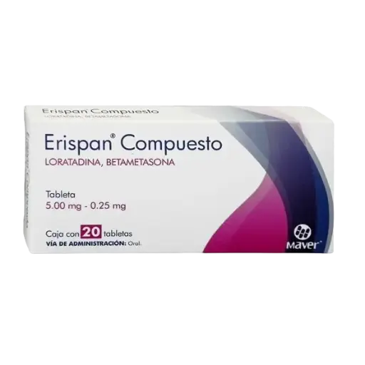 ERISPAN COMP (LORATADINA/BETAMETASONA) TAB 5.00MG/0.25 C/20 MAVER