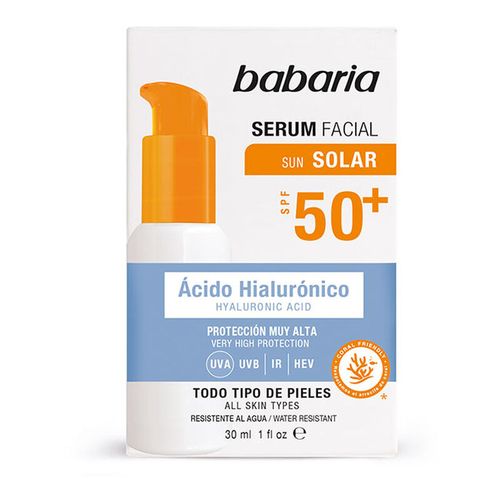 [P00108] SERUM FACIAL SOLAR 50 SPF ACIDO HIALURONICO (BABARIA) 30 ML.