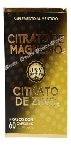 [000034] CITRATO DE MAGNESIO Y ZINC 500 MG. 60 CAPS.  JOY NATURA.