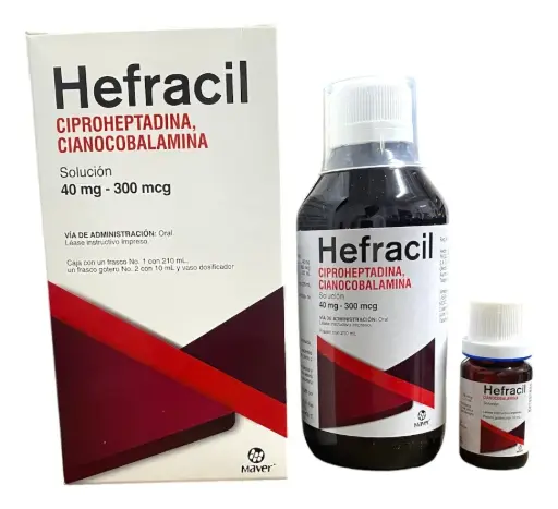 [000145] HEFRACIL SOL.(CIPROHEPTADINA CIANOCOBALAMINA) Fco. No.1 c/210 ML. y Fco. No.2 c/10 ML. 40 MG-300 MCG