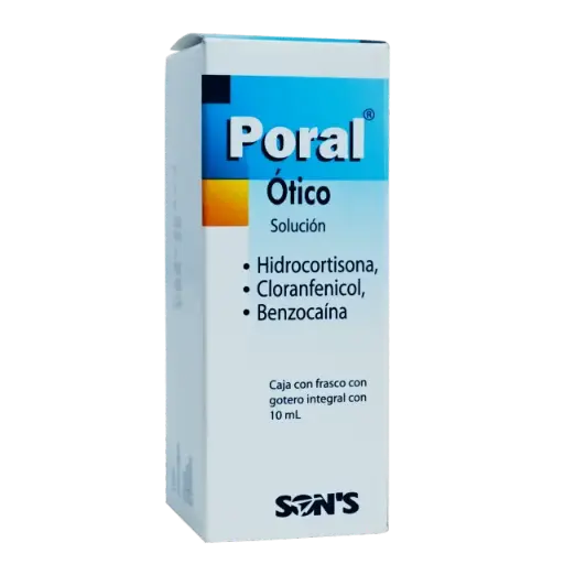 [000319] PORAL ÓTICO SOL. Fco. Gotero 10 ML. 10-25-20 MG/1 ML. (Hidrocortisona Cloranfenicol Benzocaína) SONS