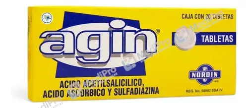 [0000001] AGIN CON 20 TAB (ACIDO ACETILSALICILICO AC. ASCORBICO SULFADIAZINA) NORDIN.